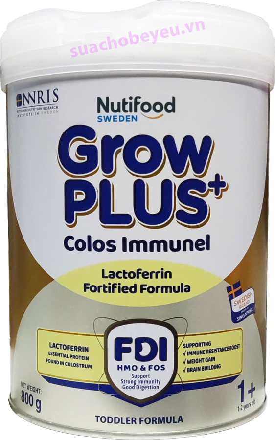 Sữa bột Nutifood Grow Plus+ Colos Immunel số 1+ cho trẻ 1-2 tuổi lon 800g