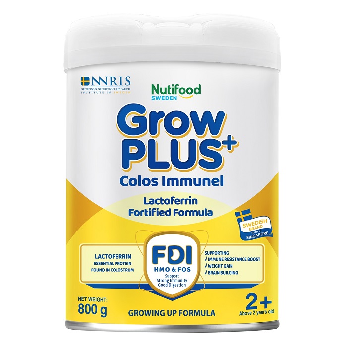 Sữa bột Nutifood Grow Plus+ Colos Immunel số 2+ cho trẻ từ 2 tuổi lon 800g