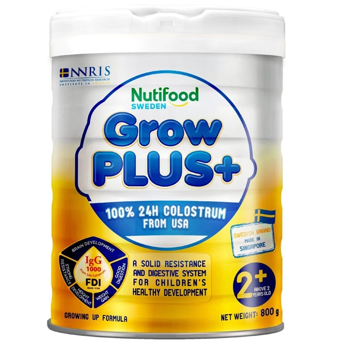Sữa bột Nutifood Grow Plus Vàng 2+ lon 800g cho trẻ từ 2 tuổi