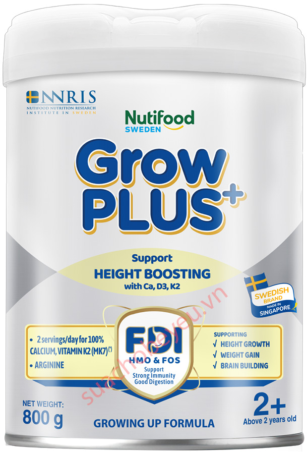 Sữa bột Nutifood Grow Plus+ Bạc số 2+ cho trẻ từ 2 tuổi lon 800g