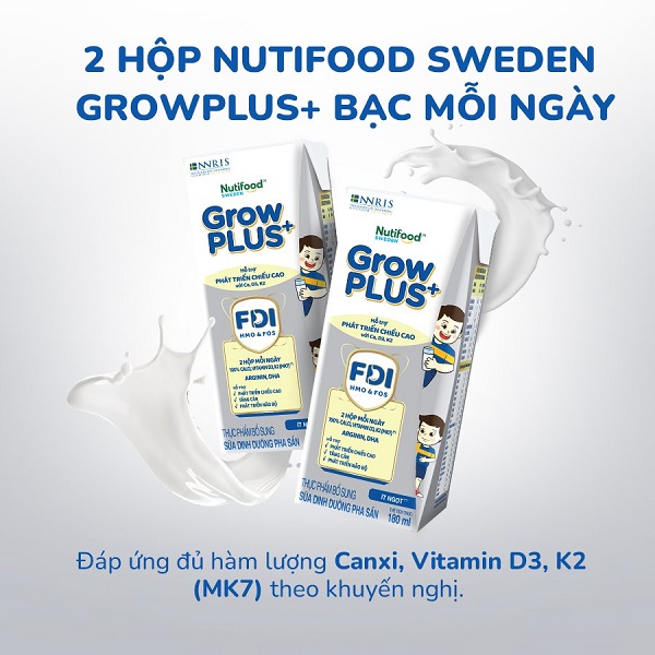 Sữa Nuti Grow Plus + Bạc hộp 110ml cho trẻ từ 1 tuổi