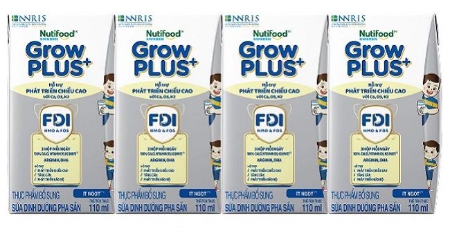 Sữa Nuti Grow Plus + Bạc hộp 110ml cho trẻ từ 1 tuổi