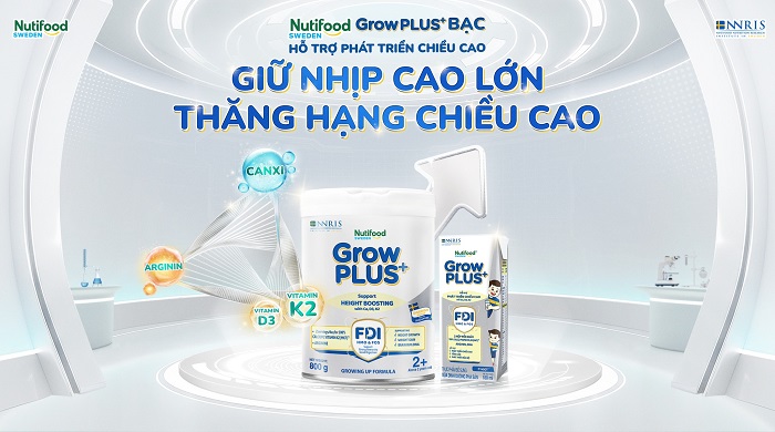 Sữa Nuti Grow Plus + Bạc hộp 180ml cho trẻ từ 1 tuổi