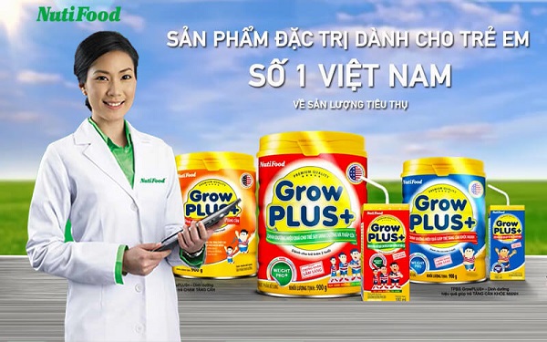 Sữa bột Nuti Grow Plus+ Đỏ 2+ lon 900g cho trẻ trên 2 tuổi