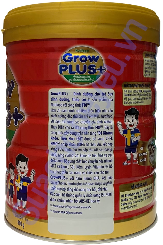 Sữa bột Nuti Grow Plus+ Đỏ 2+ lon 900g cho trẻ trên 2 tuổi
