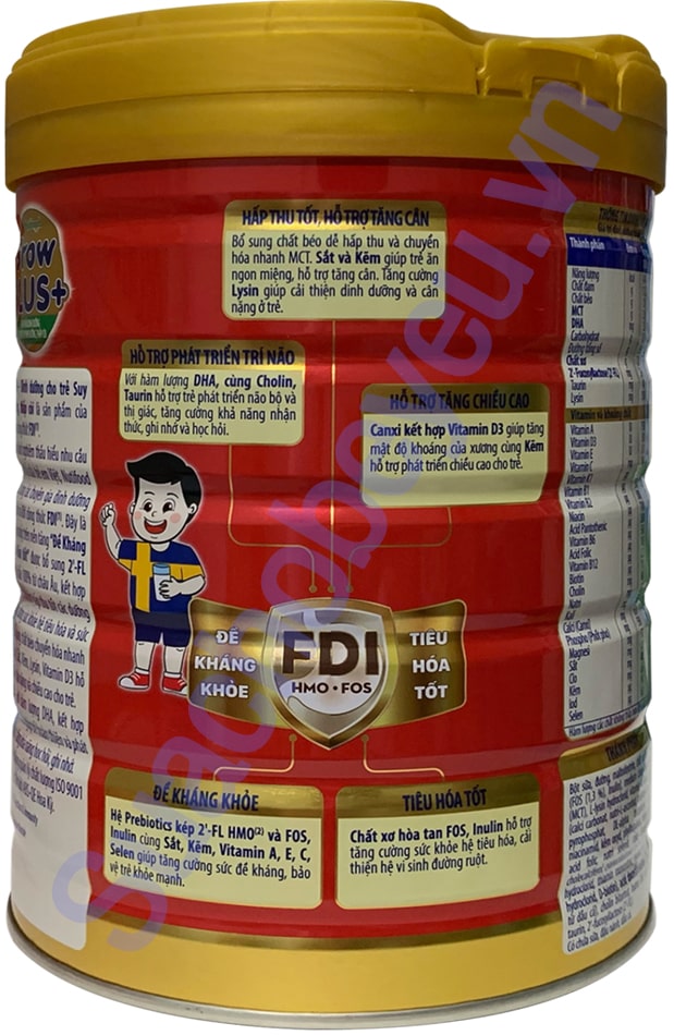 Sữa bột Nuti Grow Plus+ Đỏ 2+ lon 900g cho trẻ trên 2 tuổi