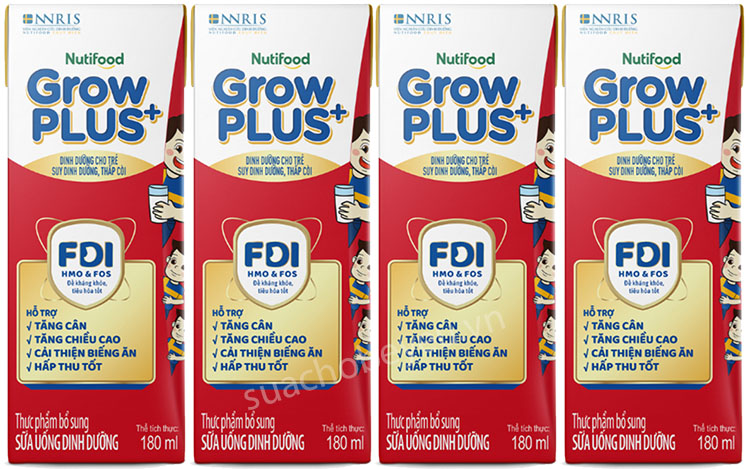 Sữa bột pha sẵn Nuti Grow Plus + Màu đỏ hộp 180ml