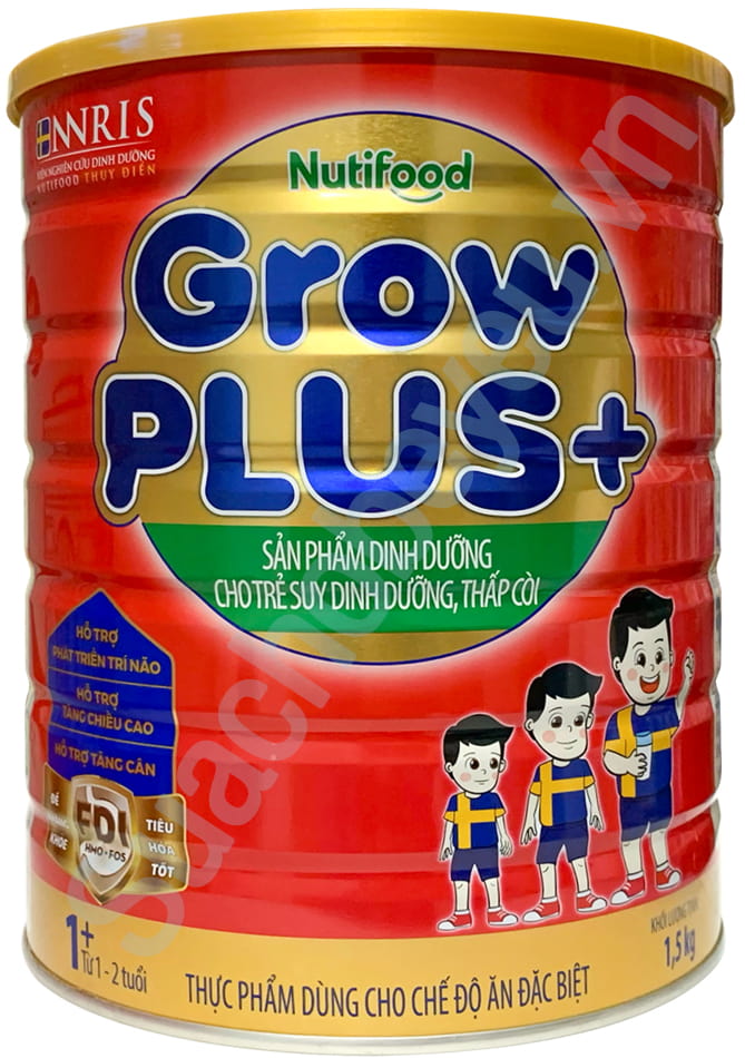Sữa NutiFood Grow Plus+ Đỏ 1+ lon 1.5kg cho trẻ từ 1-2 tuổi