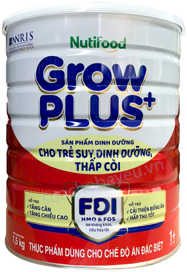 Sữa NutiFood Grow Plus+ Đỏ 1+ lon 1.5kg cho trẻ từ 1-2 tuổi