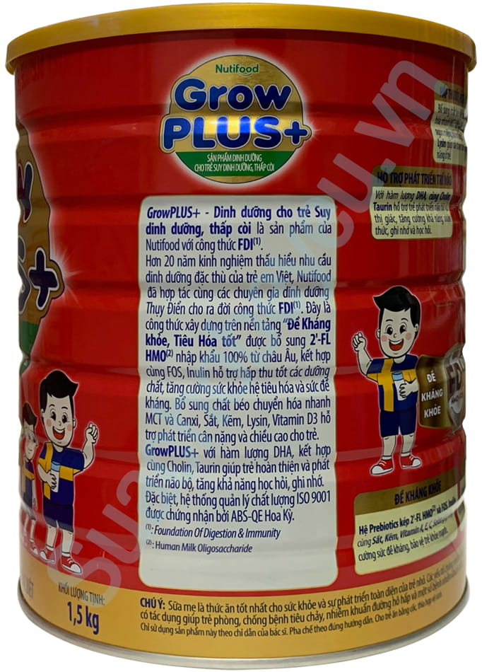 Sữa bột Nuti Grow Plus+ Đỏ 1+ lon 1.5kg cho trẻ từ 1-2 tuổi