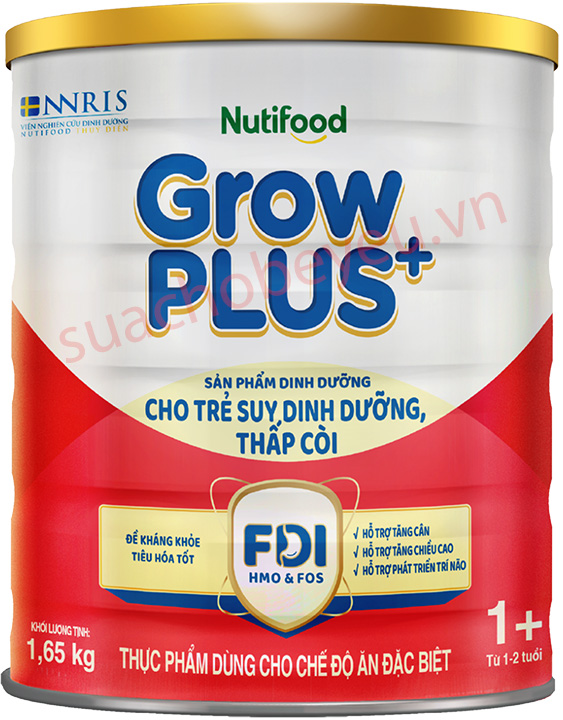 Sữa bột Nuti Grow Plus+ Đỏ 1+ lon 1.65kg cho trẻ từ 1-2 tuổi