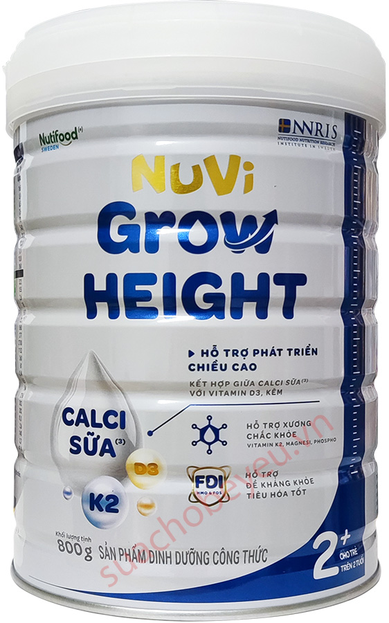 sữa tăng chiều cao nuvita grow height cho trẻ trên 2 tuổi