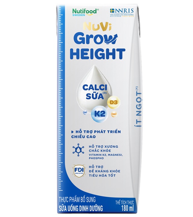 Sữa bột pha sẵn Nuvi Grow height hộp 180ml tăng chiều cao