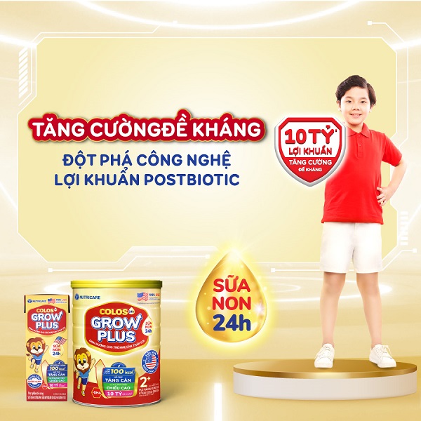 Sữa nutricare Colos Grow Plus cho trẻ nhẹ cân thấp còi 1-2 tuổi lon 850g