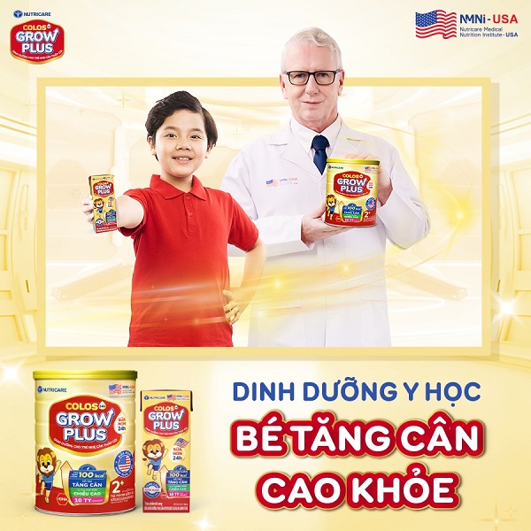 Sữa nutricare Colos Grow Plus cho trẻ nhẹ cân thấp còi 1-2 tuổi lon 850g