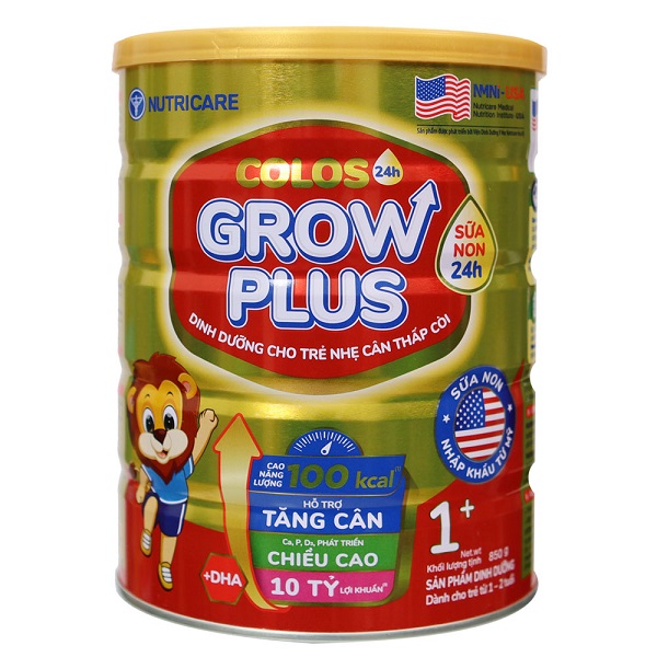 Sữa nutricare Colos Grow Plus cho trẻ nhẹ cân thấp còi 1-2 tuổi lon 850g
