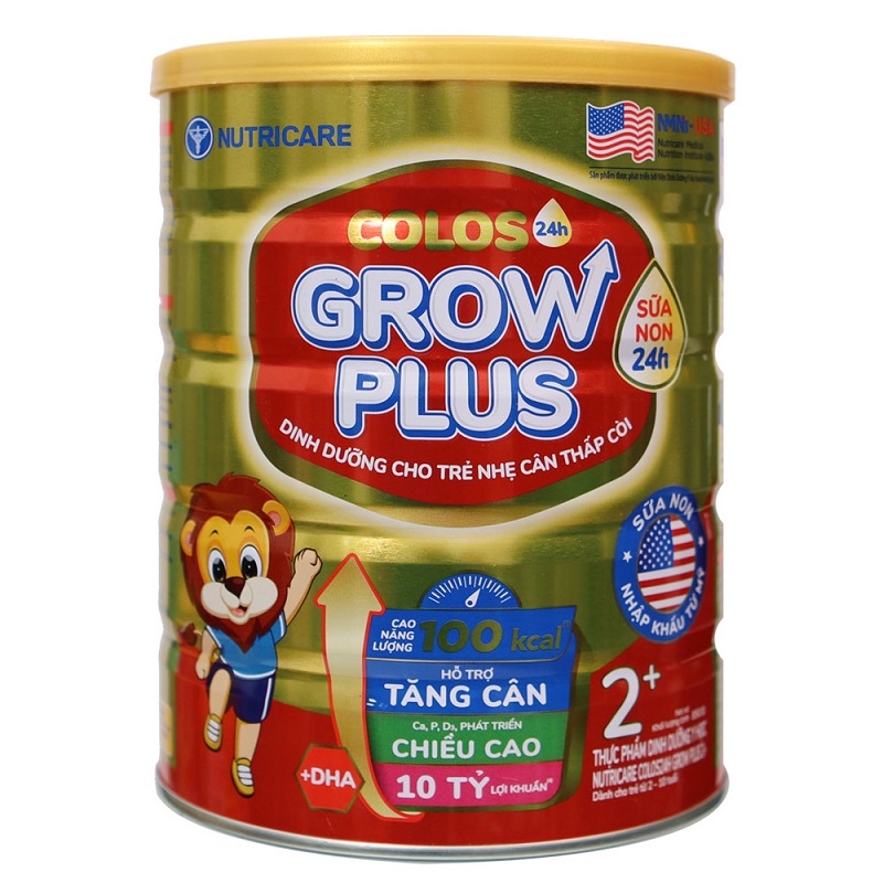 Sữa nutricare Colos Grow Plus 2+ cho trẻ nhẹ cân thấp còi từ 2 tuổi lon 850g