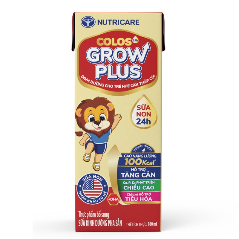 Sữa pha sẵn nutricare Colos Grow Plus cho trẻ nhẹ cân thấp còi hộp 180ml