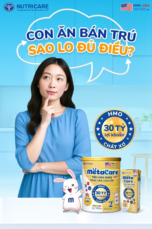 Thùng sữa MetaCare Opti 2+ lon 850g cho trẻ 2-10 tuổi
