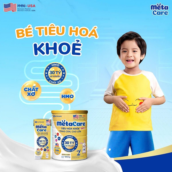 Thùng sữa MetaCare Opti 2+ lon 850g cho trẻ 2-10 tuổi