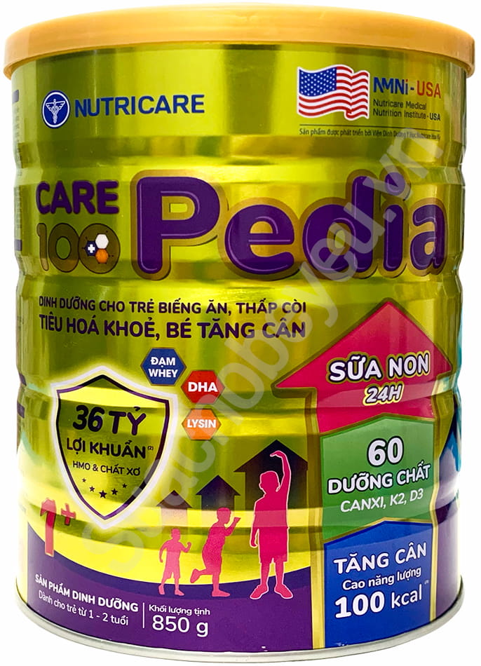 Sữa Care 100 Pedia 1+ cho trẻ biếng ăn 1-2 tuổi lon 850g