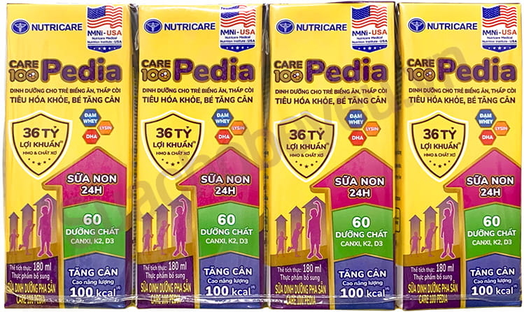 Sữa công thức pha sẵn Care 100 Pedia hộp 180ml cho trẻ lười ăn