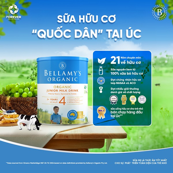 Sữa Bellamy's Organic đạm A2 số 2 lon 800g cho trẻ 6-12 tháng tuổi