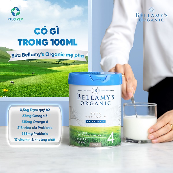 Sữa Bellamy's Organic đạm A2 số 4 lon 800g cho trẻ trên 2 tuổi