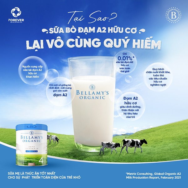 Sữa Bellamy's Organic đạm A2 số 1 lon 800g cho trẻ 0-6 tháng tuổi