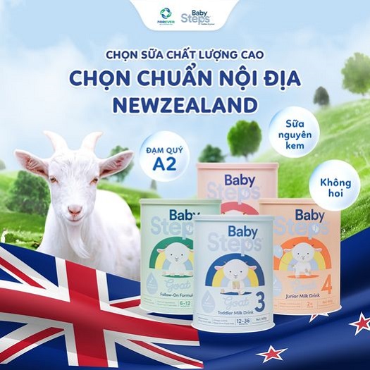 Sữa dê Baby Steps số 2 lon 900g cho trẻ từ 6-12 tháng