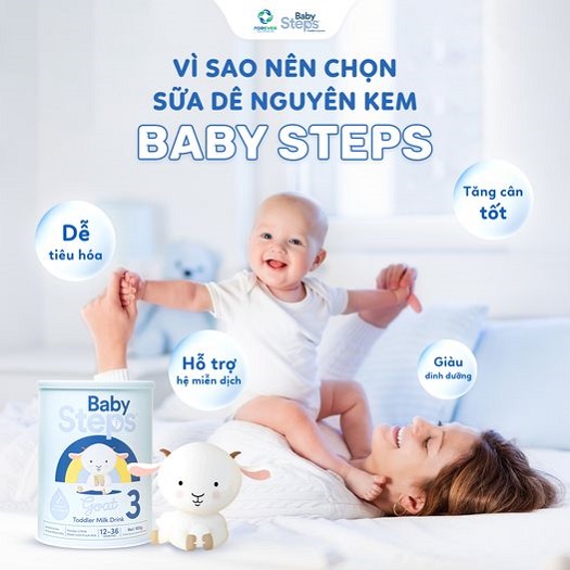Sữa dê Baby Steps số 2 lon 900g cho trẻ từ 6-12 tháng
