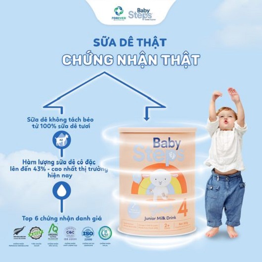 Sữa dê Baby Steps số 3 lon 900g cho trẻ từ 12-36 tháng