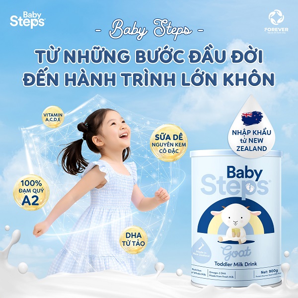 Sữa dê Baby Steps số 3 lon 900g cho trẻ từ 12-36 tháng