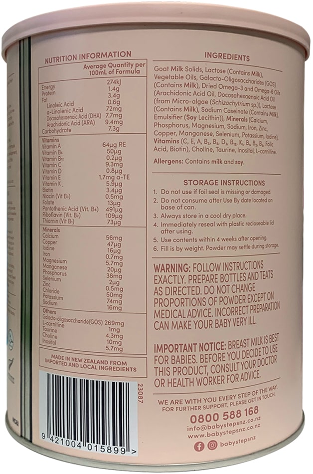 Sữa dê Baby Steps số 1 lon 900g cho trẻ từ 0-6 tháng