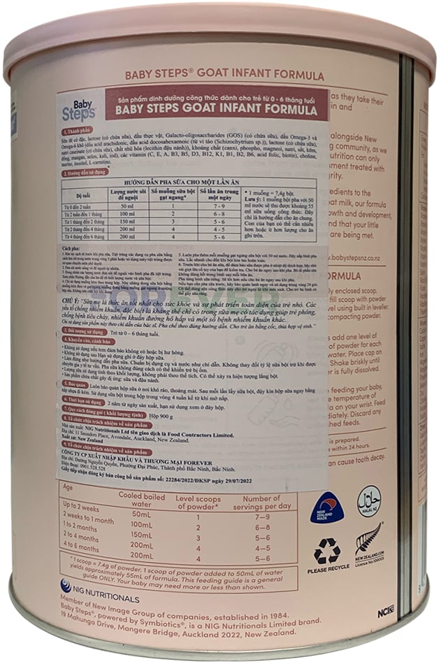 Sữa dê Baby Steps số 1 lon 900g cho trẻ từ 0-6 tháng