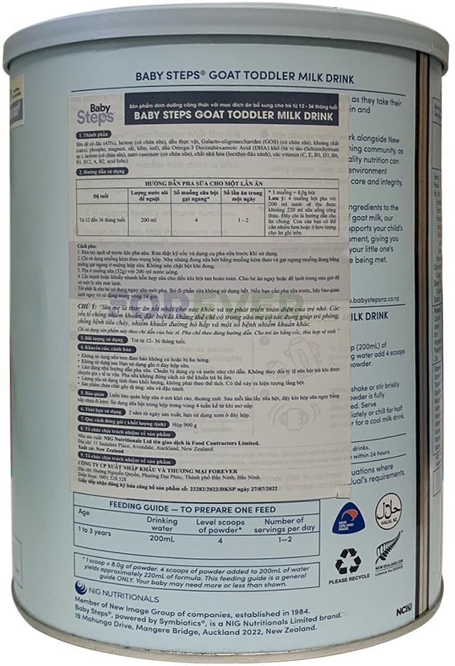 Sữa dê Baby Steps số 3 lon 900g cho trẻ từ 12-36 tháng