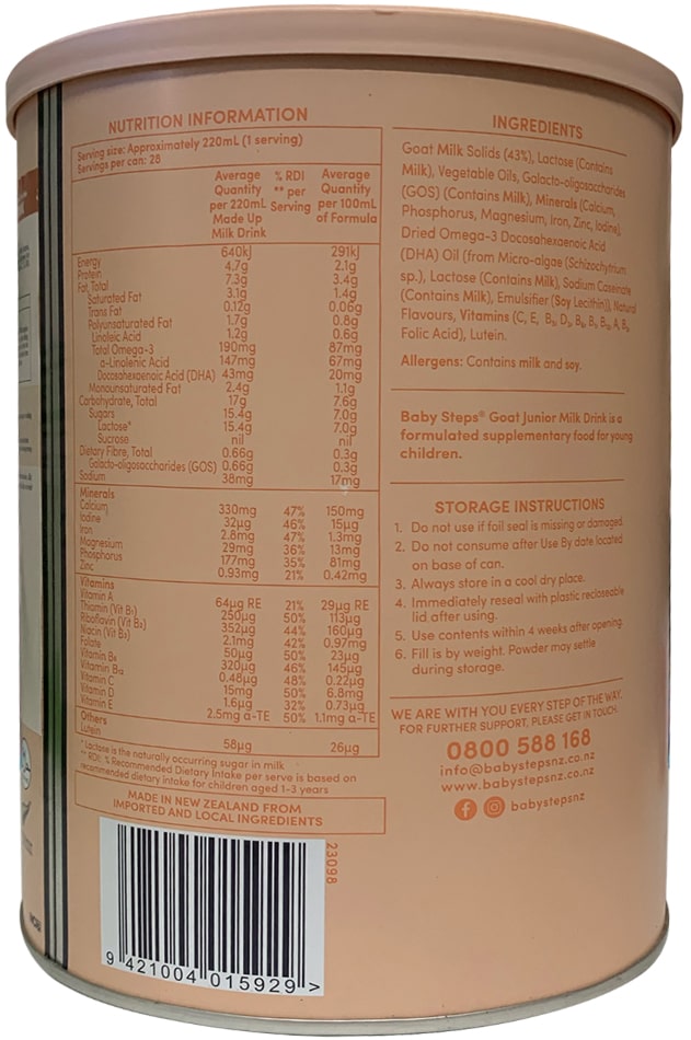 Sữa dê Baby Steps số 4 lon 900g cho trẻ từ 2 tuổi trở lên