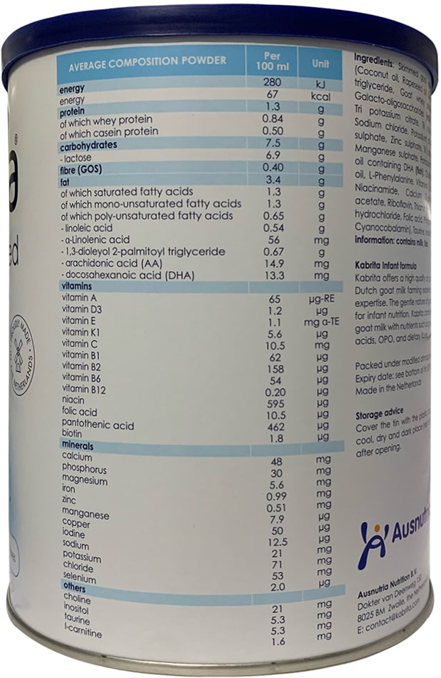 Sữa dê Kabrita số 1 lon 800g cho trẻ 0-12 tháng