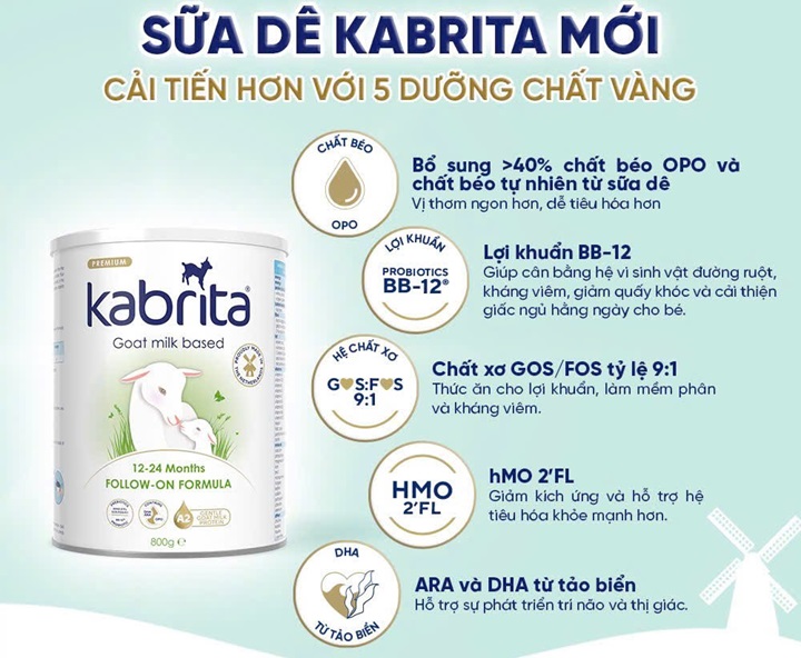 Sữa dê Kabrita số 2 lon 800g cho trẻ 12-24 tháng