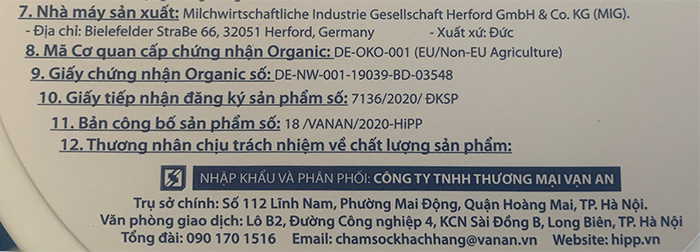 Sữa Hipp Combiotic số 2 lon 800g, 6-12 tháng tuổi