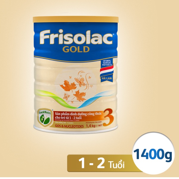 Thùng sữa Frisolac Gold 3 lon 1.4kg cho bé 1-2 tuổi