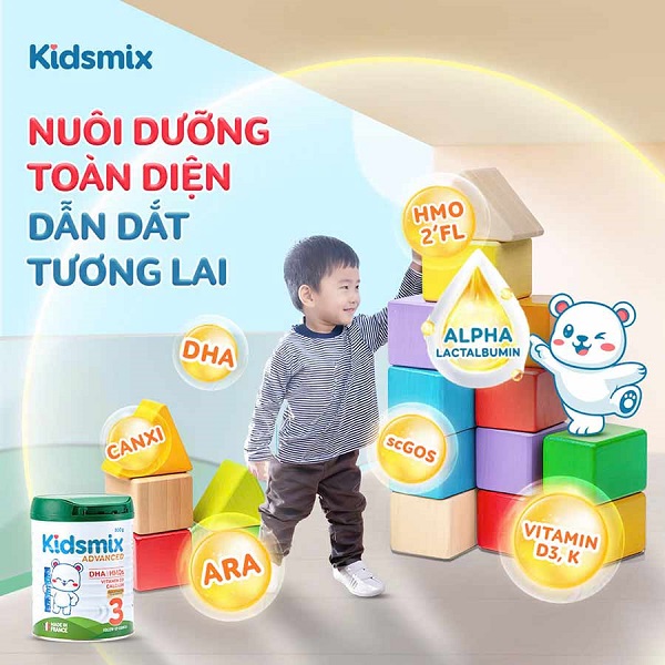Sữa Kidsmix Advanced số 1 800g cho trẻ từ 0-12 tháng tuổi