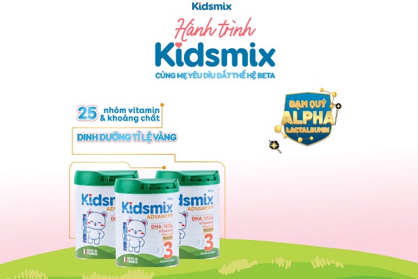 Sữa Kidsmix Advanced số 3 lon 800g cho trẻ từ 24-36 tháng tuổi
