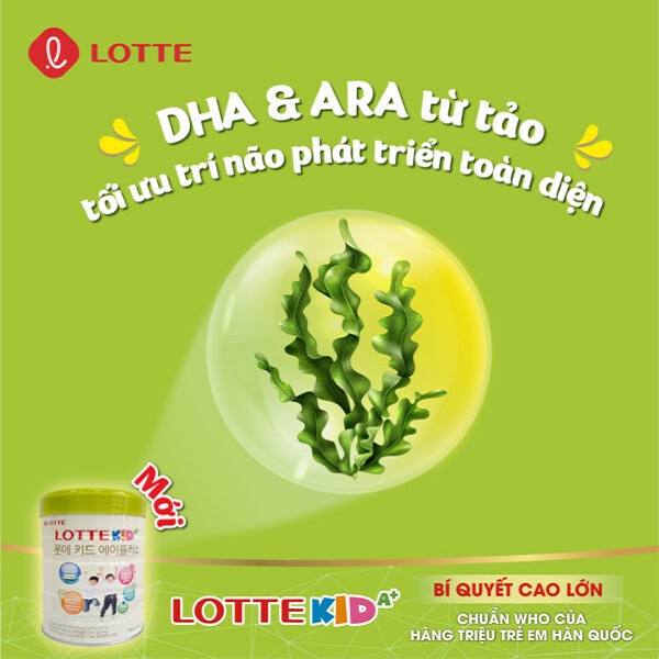 Sữa tăng chiều cao Lotte Kid A+ Hàn Quốc lon 760g cho trẻ 1-10 tuổi