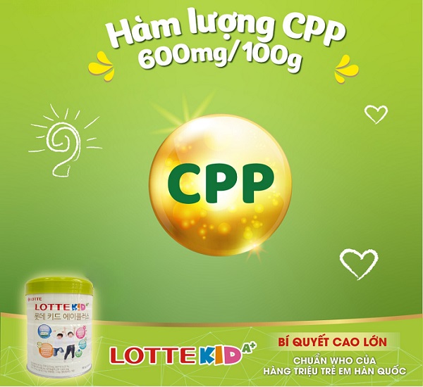Sữa tăng chiều cao Lotte Kid A+ Hàn Quốc lon 760g cho trẻ 1-10 tuổi