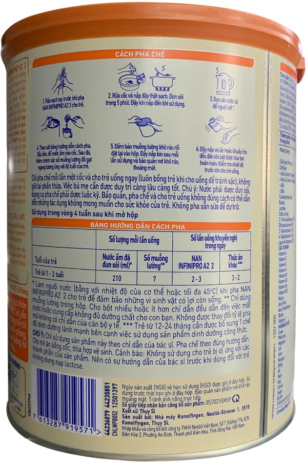 Sữa Nan InfiniPro A2 số 2 lon 800g cho trẻ 1-2 tuổi