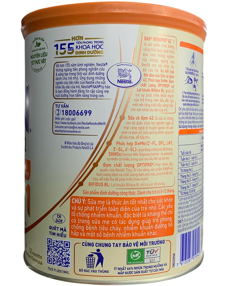 Sữa Nan InfiniPro A2 số 1 lon 800g cho trẻ 0-12 tháng