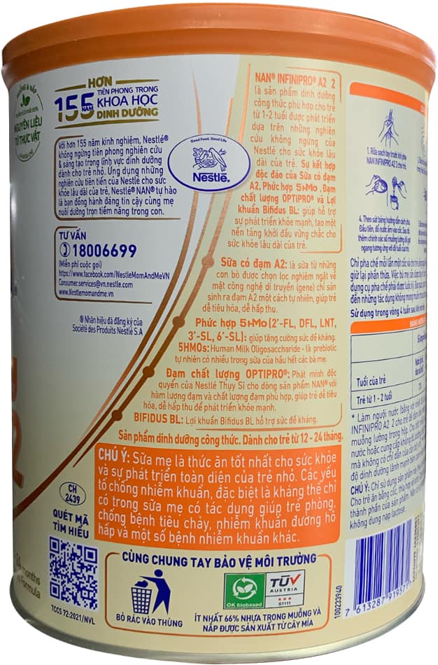 Sữa Nan InfiniPro A2 số 2 lon 800g cho trẻ 1-2 tuổi