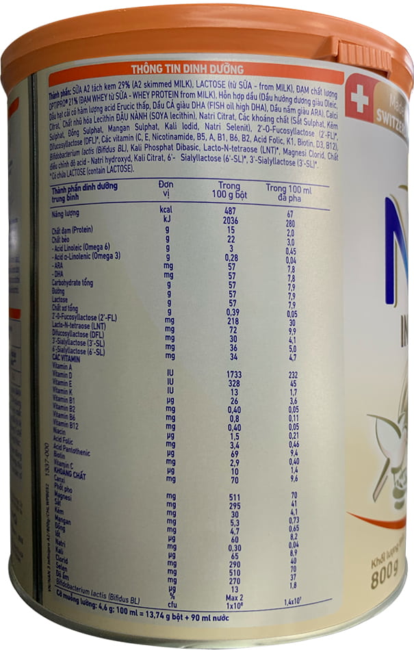 Sữa Nan InfiniPro A2 số 3 lon 800g cho trẻ 2-6 tuổi