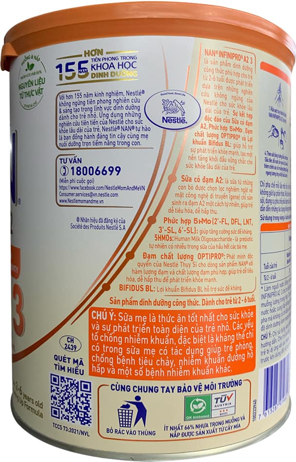 Sữa Nan InfiniPro A2 số 3 lon 800g cho trẻ 2-6 tuổi